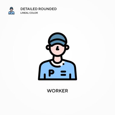 İşçi vektör simgesi. Modern vektör illüstrasyon kavramları. Düzenlemesi ve kişiselleştirmesi kolay.