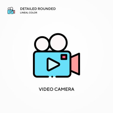 Video kamera vektör simgesi. Modern vektör illüstrasyon kavramları. Düzenlemesi ve kişiselleştirmesi kolay.