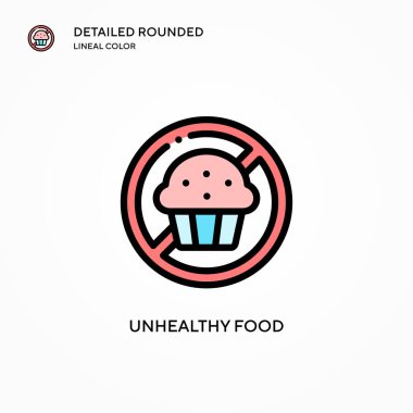 Sağlıksız gıda vektör simgesi. Modern vektör illüstrasyon kavramları. Düzenlemesi ve kişiselleştirmesi kolay.