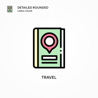 Seyahat vektör simgesi. Modern vektör illüstrasyon kavramları. Düzenlemesi ve kişiselleştirmesi kolay.