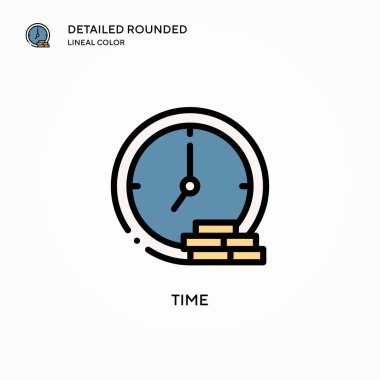 Zaman vektör simgesi. Modern vektör illüstrasyon kavramları. Düzenlemesi ve kişiselleştirmesi kolay.