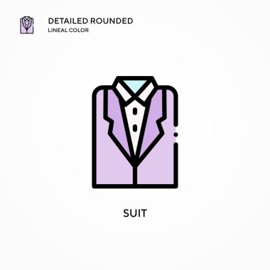 Takım elbise vektör simgesi. Modern vektör illüstrasyon kavramları. Düzenlemesi ve kişiselleştirmesi kolay.