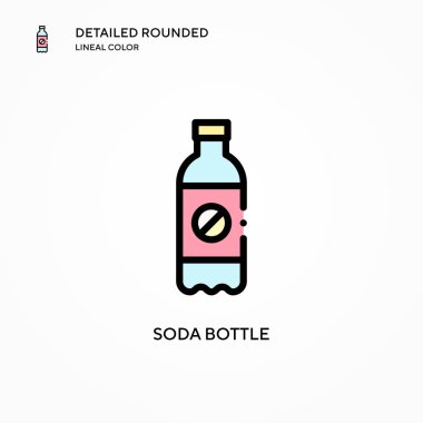 Soda şişesi vektör ikonu. Modern vektör illüstrasyon kavramları. Düzenlemesi ve kişiselleştirmesi kolay.