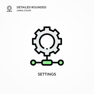 Ayarlar vektör simgesi. Modern vektör illüstrasyon kavramları. Düzenlemesi ve kişiselleştirmesi kolay.