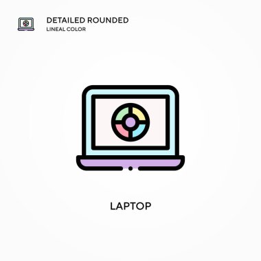 Laptop vektör simgesi. Modern vektör illüstrasyon kavramları. Düzenlemesi ve kişiselleştirmesi kolay.
