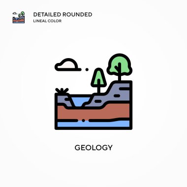 Jeoloji vektör simgesi. Modern vektör illüstrasyon kavramları. Düzenlemesi ve kişiselleştirmesi kolay.