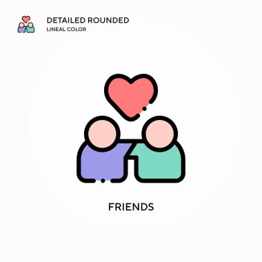 Arkadaş vektör simgesi. Modern vektör illüstrasyon kavramları. Düzenlemesi ve kişiselleştirmesi kolay.