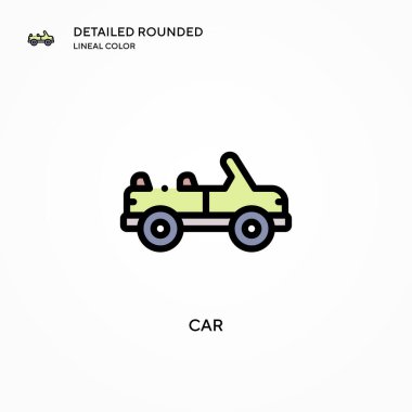 Araba vektör simgesi. Modern vektör illüstrasyon kavramları. Düzenlemesi ve kişiselleştirmesi kolay.