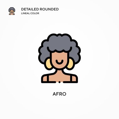 Afro vektör simgesi. Modern vektör illüstrasyon kavramları. Düzenlemesi ve kişiselleştirmesi kolay.