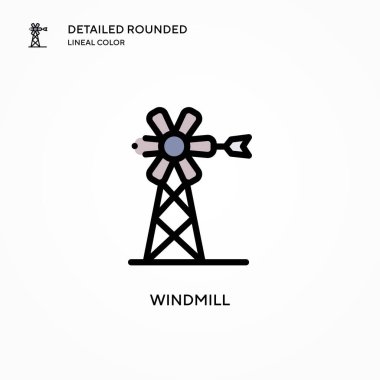 Yel değirmeni ikonu. Modern vektör illüstrasyon kavramları. Düzenlemesi ve kişiselleştirmesi kolay.