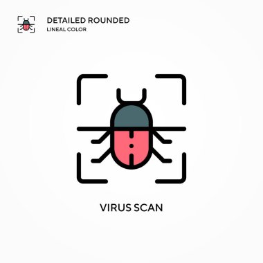 Virüs vektör simgesi taraması. Modern vektör illüstrasyon kavramları. Düzenlemesi ve kişiselleştirmesi kolay.