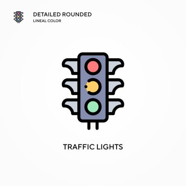 Trafik ışıkları vektör simgesi. Modern vektör illüstrasyon kavramları. Düzenlemesi ve kişiselleştirmesi kolay.