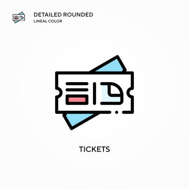 Biletler vektör simgesi. Modern vektör illüstrasyon kavramları. Düzenlemesi ve kişiselleştirmesi kolay.