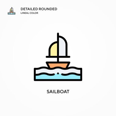 Yelkenli vektör simgesi. Modern vektör illüstrasyon kavramları. Düzenlemesi ve kişiselleştirmesi kolay.