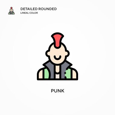 Punk vektör simgesi. Modern vektör illüstrasyon kavramları. Düzenlemesi ve kişiselleştirmesi kolay.