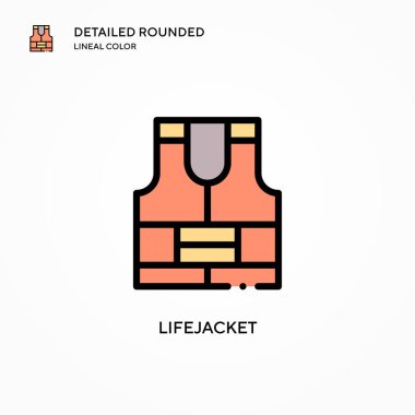 Can yeleği vektör simgesi. Modern vektör illüstrasyon kavramları. Düzenlemesi ve kişiselleştirmesi kolay.