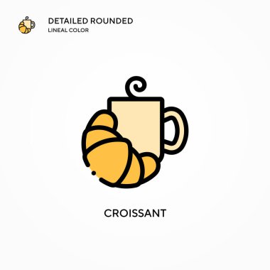 Kruvasan vektör ikonu. Modern vektör illüstrasyon kavramları. Düzenlemesi ve kişiselleştirmesi kolay.