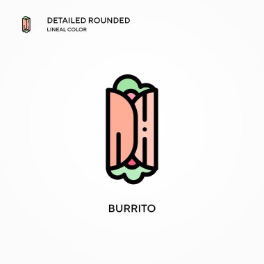 Burrito vektör simgesi. Modern vektör illüstrasyon kavramları. Düzenlemesi ve kişiselleştirmesi kolay.