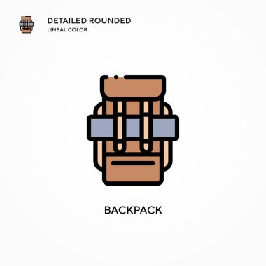 Sırt çantası vektör simgesi. Modern vektör illüstrasyon kavramları. Düzenlemesi ve kişiselleştirmesi kolay.