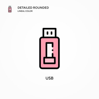 Usb vektör simgesi. Modern vektör illüstrasyon kavramları. Düzenlemesi ve kişiselleştirmesi kolay.