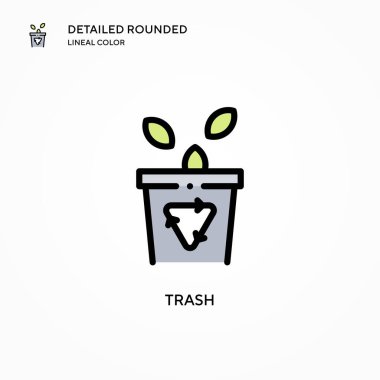 Çöp vektörü simgesi. Modern vektör illüstrasyon kavramları. Düzenlemesi ve kişiselleştirmesi kolay.