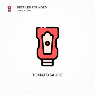 Domates sosu vektör ikonu. Modern vektör illüstrasyon kavramları. Düzenlemesi ve kişiselleştirmesi kolay.