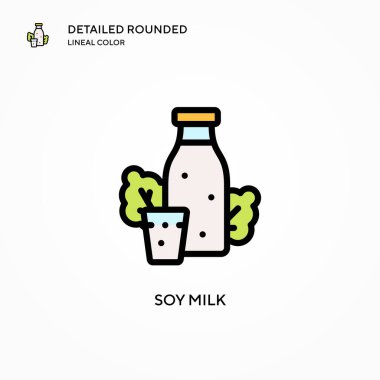 Soya sütü ikonu. Modern vektör illüstrasyon kavramları. Düzenlemesi ve kişiselleştirmesi kolay.
