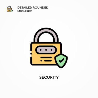 Güvenlik vektör simgesi. Modern vektör illüstrasyon kavramları. Düzenlemesi ve kişiselleştirmesi kolay.