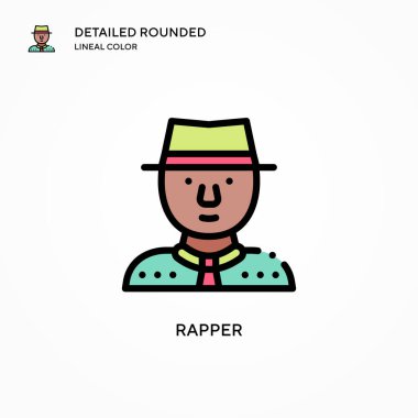 Rapçi vektör ikonu. Modern vektör illüstrasyon kavramları. Düzenlemesi ve kişiselleştirmesi kolay.