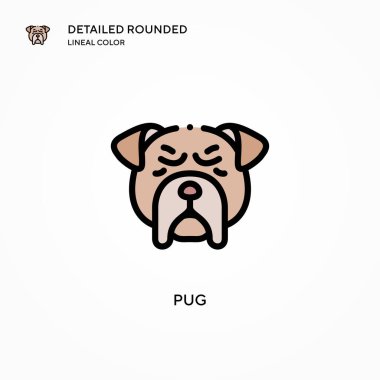Pug vektör simgesi. Modern vektör illüstrasyon kavramları. Düzenlemesi ve kişiselleştirmesi kolay.