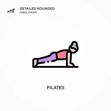 Pilates vektör simgesi. Modern vektör illüstrasyon kavramları. Düzenlemesi ve kişiselleştirmesi kolay.