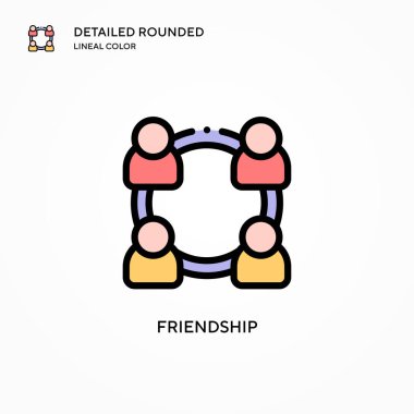 Dostluk vektör simgesi. Modern vektör illüstrasyon kavramları. Düzenlemesi ve kişiselleştirmesi kolay.