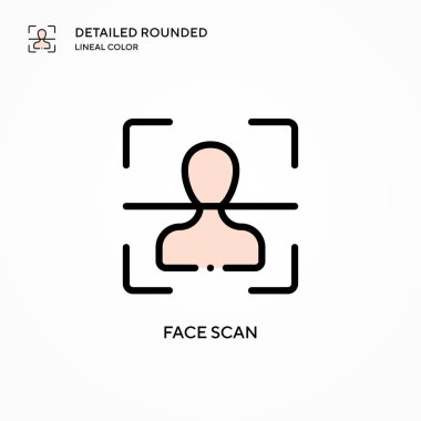 Yüz tarama vektör simgesi. Modern vektör illüstrasyon kavramları. Düzenlemesi ve kişiselleştirmesi kolay.