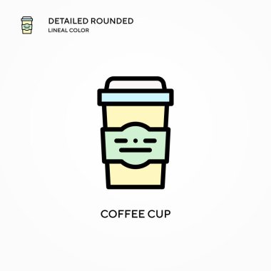 Kahve fincanı vektör ikonu. Modern vektör illüstrasyon kavramları. Düzenlemesi ve kişiselleştirmesi kolay.