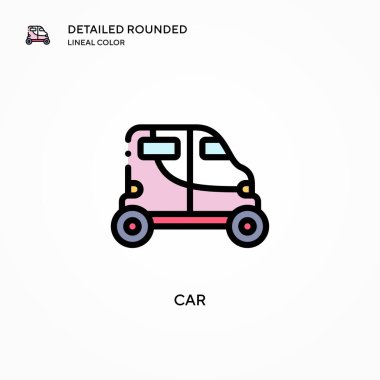 Araba vektör simgesi. Modern vektör illüstrasyon kavramları. Düzenlemesi ve kişiselleştirmesi kolay.