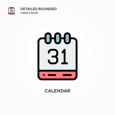 Takvim vektör simgesi. Modern vektör illüstrasyon kavramları. Düzenlemesi ve kişiselleştirmesi kolay.