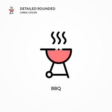 BBQ vektör simgesi. Modern vektör illüstrasyon kavramları. Düzenlemesi ve kişiselleştirmesi kolay.