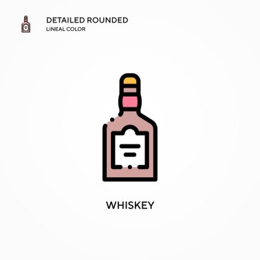 Viski vektör simgesi. Modern vektör illüstrasyon kavramları. Düzenlemesi ve kişiselleştirmesi kolay.