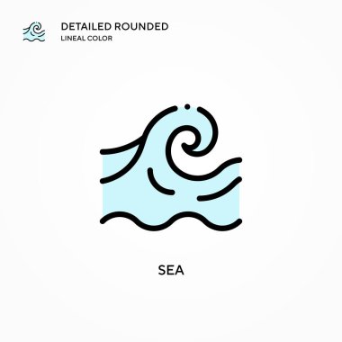 Deniz vektör simgesi. Modern vektör illüstrasyon kavramları. Düzenlemesi ve kişiselleştirmesi kolay.