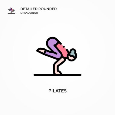 Pilates vektör simgesi. Modern vektör illüstrasyon kavramları. Düzenlemesi ve kişiselleştirmesi kolay.