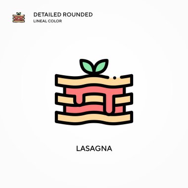 Lazanya vektör simgesi. Modern vektör illüstrasyon kavramları. Düzenlemesi ve kişiselleştirmesi kolay.