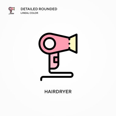 Saç kurutma makinesi vektör simgesi. Modern vektör illüstrasyon kavramları. Düzenlemesi ve kişiselleştirmesi kolay.