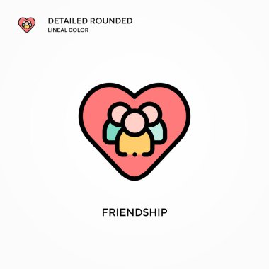 Dostluk vektör simgesi. Modern vektör illüstrasyon kavramları. Düzenlemesi ve kişiselleştirmesi kolay.