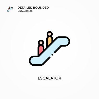 Yürüyen merdiven vektör simgesi. Modern vektör illüstrasyon kavramları. Düzenlemesi ve kişiselleştirmesi kolay.