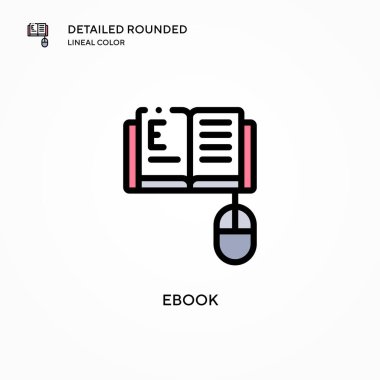 Ebook vektör simgesi. Modern vektör illüstrasyon kavramları. Düzenlemesi ve kişiselleştirmesi kolay.