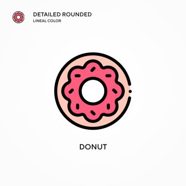 Donut vektör simgesi. Modern vektör illüstrasyon kavramları. Düzenlemesi ve kişiselleştirmesi kolay.