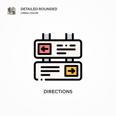 Yönler vektör simgesi. Modern vektör illüstrasyon kavramları. Düzenlemesi ve kişiselleştirmesi kolay.