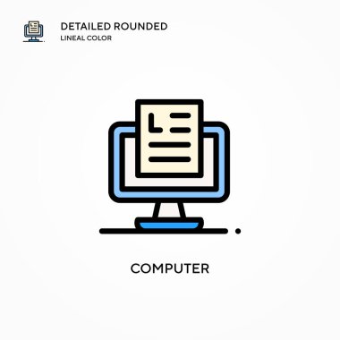Bilgisayar vektör simgesi. Modern vektör illüstrasyon kavramları. Düzenlemesi ve kişiselleştirmesi kolay.