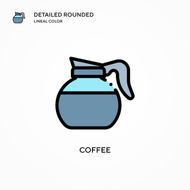 Kahve vektörü ikonu. Modern vektör illüstrasyon kavramları. Düzenlemesi ve kişiselleştirmesi kolay.