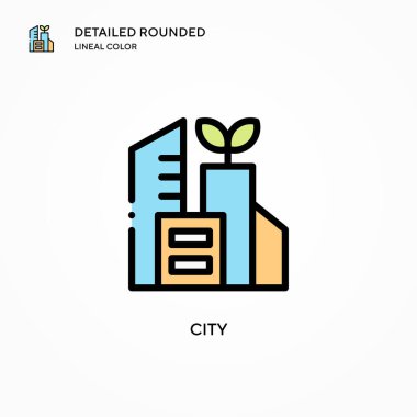 Şehir vektör simgesi. Modern vektör illüstrasyon kavramları. Düzenlemesi ve kişiselleştirmesi kolay.